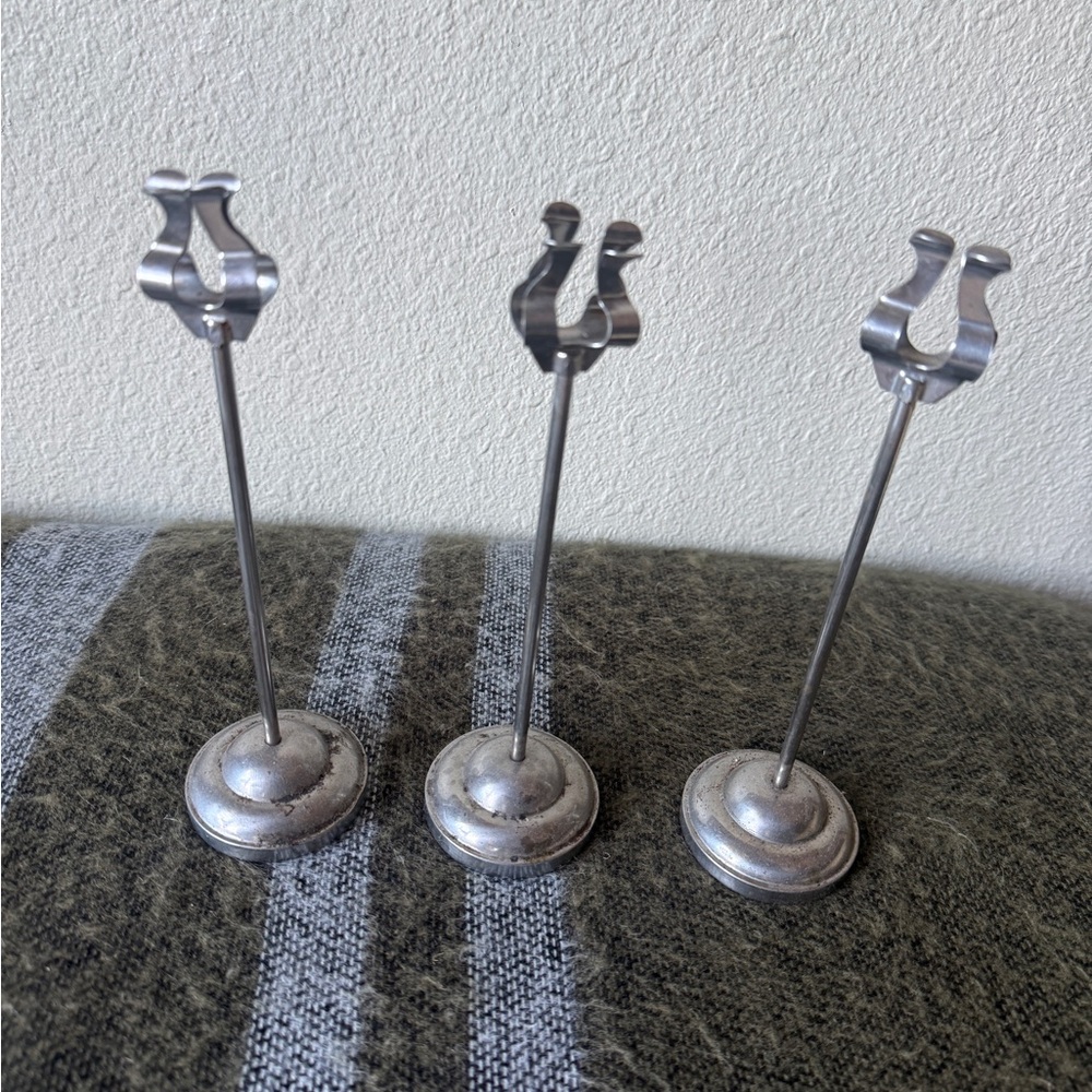 Set of 3 8” Stainless Steel U Shaped Card Table Number Holder Stand place card
